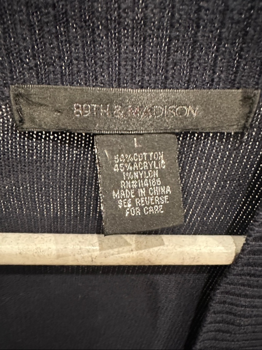 Navy Open-Front Ribbed-Trim Cardigan - Picture 2 of 2